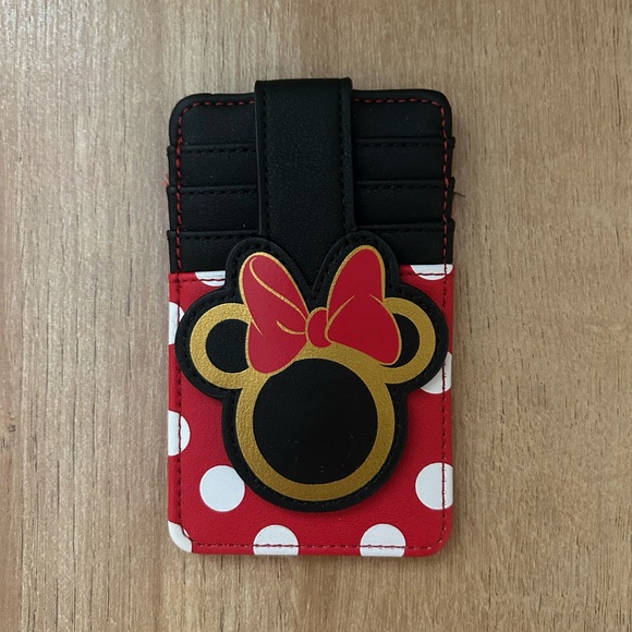 Disney Other - Disney Minnie Mouse Polka Dot Card Holder - Black, Red, and Gold